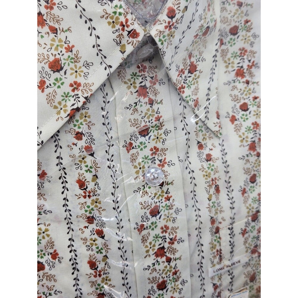 Vtg 1970s Montgomery Ward Long Sleeve Boys Shirt Sz 10 Floral Print Retro NOS - Picture 6 of 7